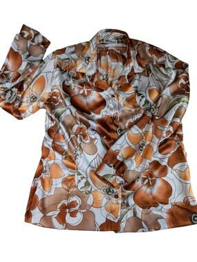 Vintage Retro 1970s Floral Disco  Psychedelic Mod Flower Blouse By All Hours